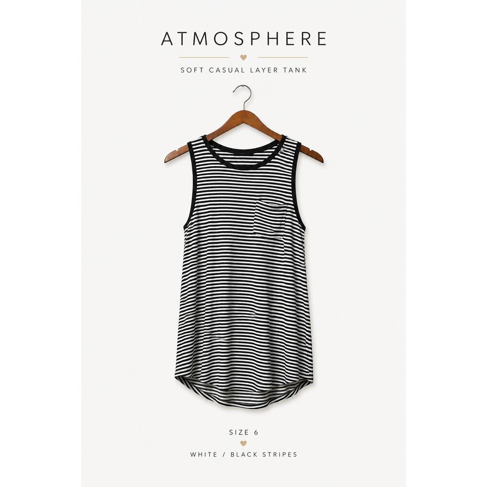 Atmosphere Tank Women's Soft Casual Layer 6 White/Black Stripes